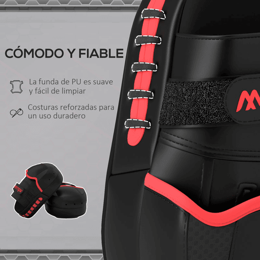 SPORTNOW Plastrons de Boxeo Paos de Muay Thai MMA para Treino de Boxeo Boxing Karate Taekwondo Artes Marciais 24x19x4 cm Preto