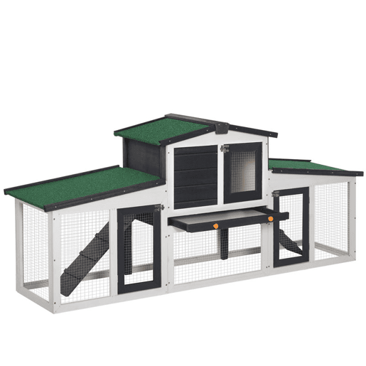 PawHut Coelheira de Madeira Gaiola para Coelhos com Teto RebatĂvel Escada e Bandeja AmovĂvel Coelheira para Exterior 197x49x86 cm Cinza PawHut Coelheira de Madeira Gaiola para Coelhos com Teto RebatĂvel Escada e Bandeja AmovĂvel Coelheira para Exterior 197x49x86 cm Cinza