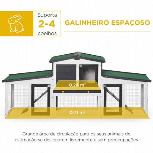 PawHut Coelheira de Madeira Gaiola para Coelhos com Teto RebatĂvel Escada e Bandeja AmovĂvel Coelheira para Exterior 197x49x86 cm Cinza PawHut Coelheira de Madeira Gaiola para Coelhos com Teto RebatĂvel Escada e Bandeja AmovĂvel Coelheira para Exterior 197x49x86 cm Cinza