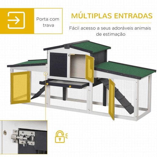 PawHut Coelheira de Madeira Gaiola para Coelhos com Teto RebatĂvel Escada e Bandeja AmovĂvel Coelheira para Exterior 197x49x86 cm Cinza PawHut Coelheira de Madeira Gaiola para Coelhos com Teto RebatĂvel Escada e Bandeja AmovĂvel Coelheira para Exterior 197x49x86 cm Cinza