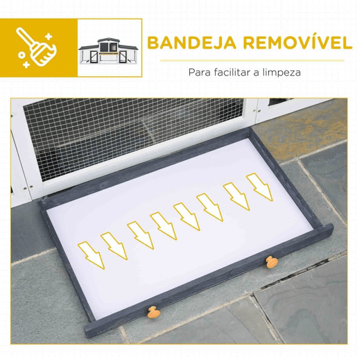 PawHut Coelheira de Madeira Gaiola para Coelhos com Teto RebatĂvel Escada e Bandeja AmovĂvel Coelheira para Exterior 197x49x86 cm Cinza PawHut Coelheira de Madeira Gaiola para Coelhos com Teto RebatĂvel Escada e Bandeja AmovĂvel Coelheira para Exterior 197x49x86 cm Cinza