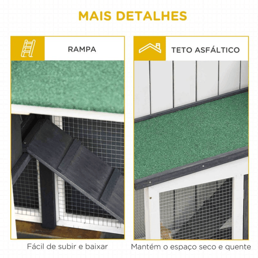 PawHut Coelheira de Madeira Gaiola para Coelhos com Teto RebatĂvel Escada e Bandeja AmovĂvel Coelheira para Exterior 197x49x86 cm Cinza PawHut Coelheira de Madeira Gaiola para Coelhos com Teto RebatĂvel Escada e Bandeja AmovĂvel Coelheira para Exterior 197x49x86 cm Cinza
