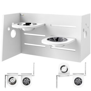 PawHut Comedouro para Cães Elevado Comedouro para Animais com 3 Alturas 2 Tigelas 2x1L e Sistema de Alimentação Lenta para Cães Pequenos Médios e Grandes 63x58,5x40 cm Branco