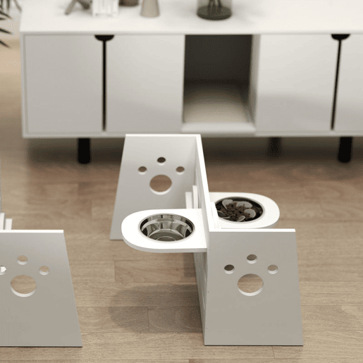 PawHut Comedouro para Cães Elevado Comedouro para Animais com 3 Alturas 2 Tigelas 2x1L e Sistema de Alimentação Lenta para Cães Pequenos Médios e Grandes 63x58,5x40 cm Branco