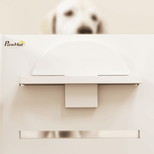 PawHut Comedouro para Cães Elevado Comedouro para Animais com 3 Alturas 2 Tigelas 2x1L e Sistema de Alimentação Lenta para Cães Pequenos Médios e Grandes 63x58,5x40 cm Branco