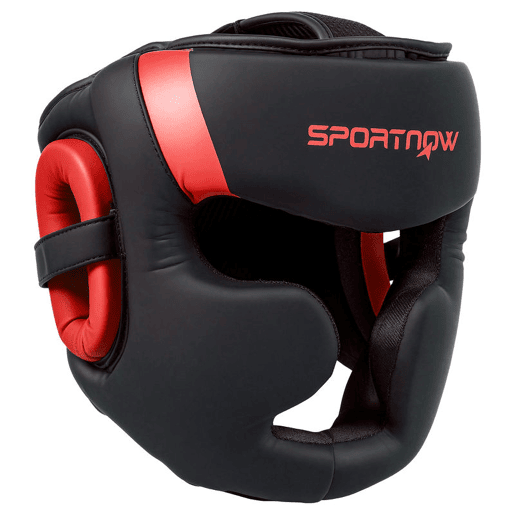 SPORTNOW Capacete de Boxe Capacete MMA com Correia Ajustável Protetor de Cabeça para Grappling Sparring Artes Marciais Karate Tamanho L Vermelho e Preto