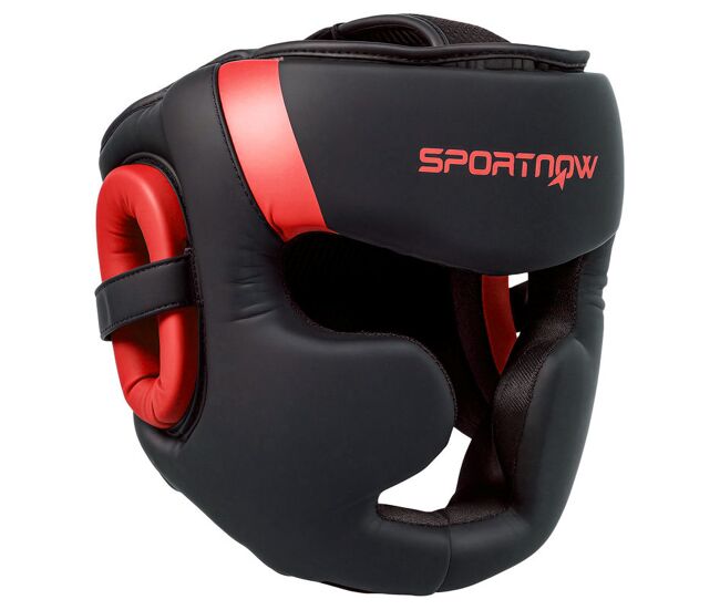 Sportnow casco de boxeo helmet mma con correa ajustable protector de cabeza para grappling sparring artes marciales kickboxing karate talla l rojo y