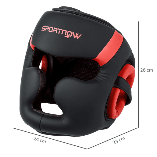 SPORTNOW Capacete de Boxe Capacete MMA com Correia Ajustável Protetor de Cabeça para Grappling Sparring Artes Marciais Karate Tamanho L Vermelho e Preto