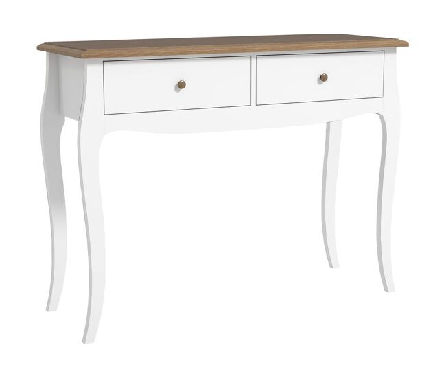 Homcom mesa de consola 100x35x76,5 cm mesa de entrada con 2 cajones consola para recibidor estilo francés para pasillo dormitorio salón blanco y