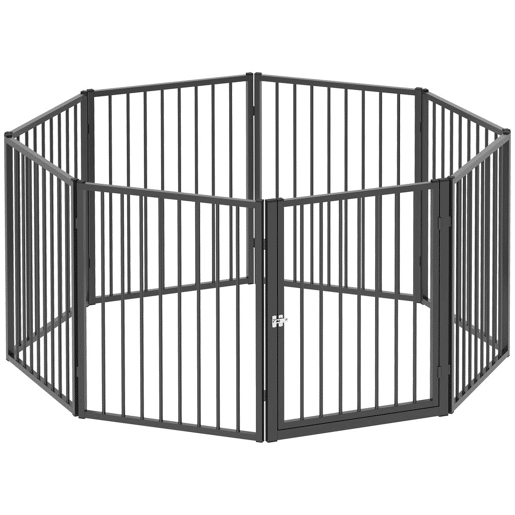 PawHut Parque para Cães Cercado para Cães com 8 Painéis 60x76 cm Parque para Cães Pequenos e Médios de Aço para Interior e Exterior Preto