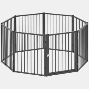 PawHut Parque para Cães Cercado para Cães com 8 Painéis 60x76 cm Parque para Cães Pequenos e Médios de Aço para Interior e Exterior Preto