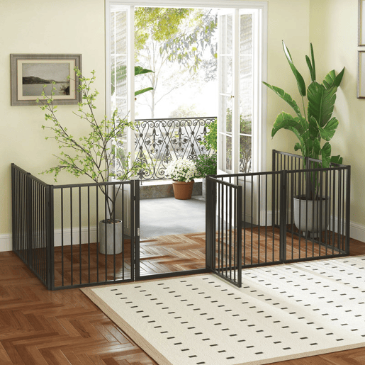 PawHut Parque para Cães Cercado para Cães com 8 Painéis 60x76 cm Parque para Cães Pequenos e Médios de Aço para Interior e Exterior Preto