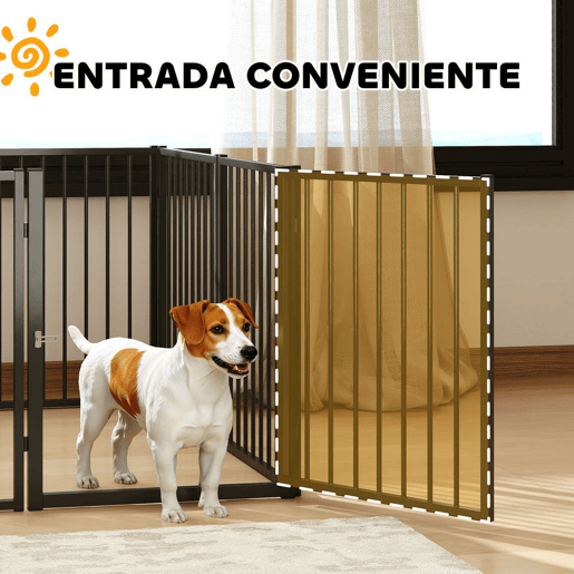 PawHut Parque para Cães Cercado para Cães com 8 Painéis 60x76 cm Parque para Cães Pequenos e Médios de Aço para Interior e Exterior Preto