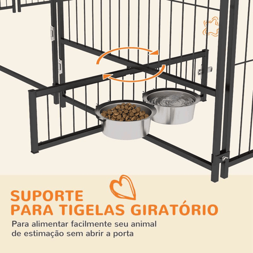 PawHut Parque para Cães com Toldo Canil para Exterior com Suporte Giratório para Comida 2 Tigelas Incluídas 211x211x151 cm Preto Marrom PawHut Parque para Cães com Toldo Canil para Exterior com Suporte Giratório para Comida 2 Tigelas Incluídas 211x211x151 cm Preto Marrom