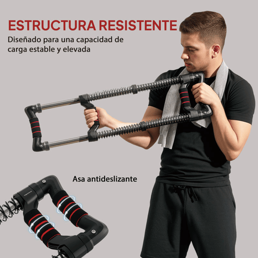 SPORTNOW Expansor de Peito Expansor Ajustável Extensor para Musculação com Resistência Ajustável 10-80 kg para Treino em Casa Escritório Viagem Preto