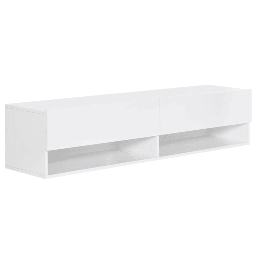 HOMCOM Móvel de TV de Parede Móvel de TV para Sala de Estar com 2 Compartimentos e 2 Armários com Portas Móvel para Televisores de 60 Polegadas 140x32x31 cm Branco