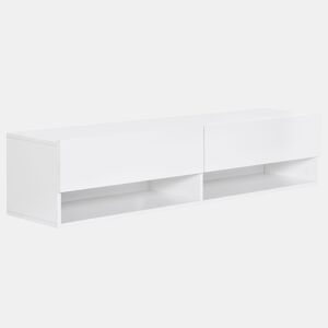 HOMCOM Móvel de TV de Parede Móvel de TV para Sala de Estar com 2 Compartimentos e 2 Armários com Portas Móvel para Televisores de 60 Polegadas 140x32x31 cm Branco
