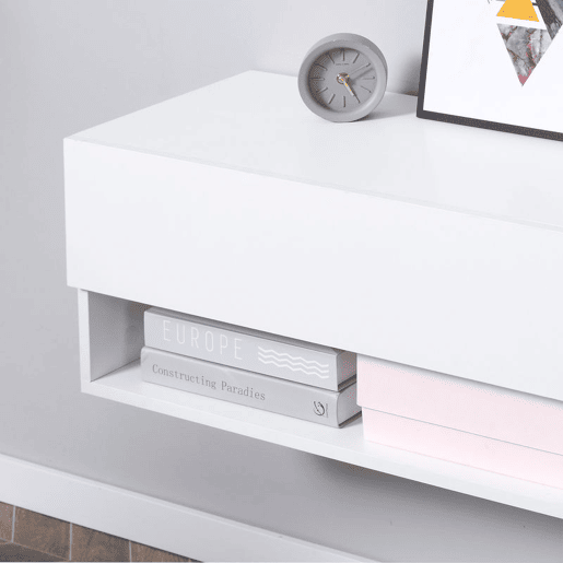 HOMCOM Móvel de TV de Parede Móvel de TV para Sala de Estar com 2 Compartimentos e 2 Armários com Portas Móvel para Televisores de 60 Polegadas 140x32x31 cm Branco