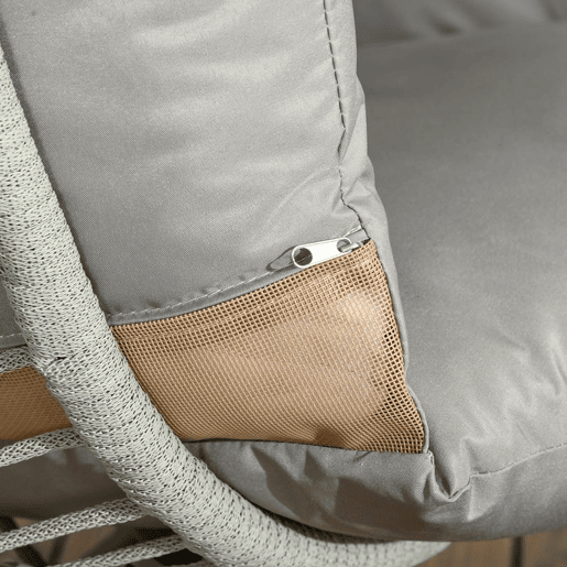 Outsunny Cadeira Supensa com Suporte Cadeirão Suspenso de Jardim com Cesta Dobrável Almofada e Apoio para a Cabeça Cadeira Suspensa para Interior e Exterior Carga 120 kg 110x100x188 cm Cinza e Preto
