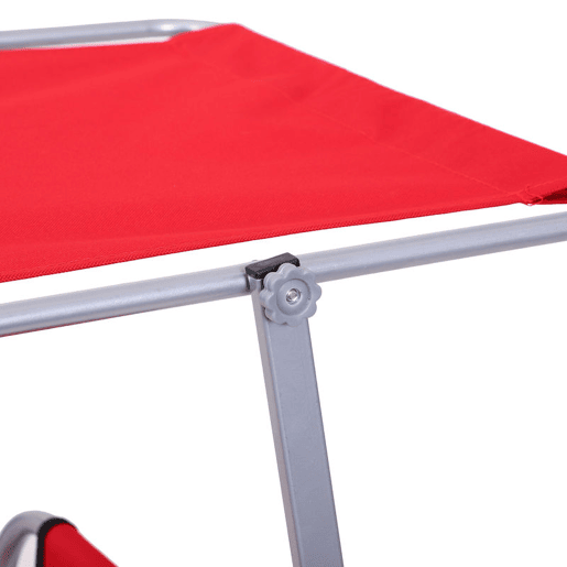 Outsunny Espreguiçadeira de Jardim Dobrável com Toldo Removível e Ajustável em Ângulo e Encosto Ajustável em 4 Posições para Jardim Terraço Campismo Exterior 187x58x36 cm Vermelho