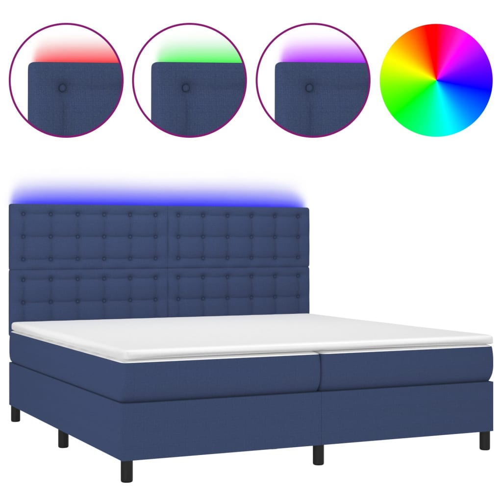 Cama box spring 200x200 Azul