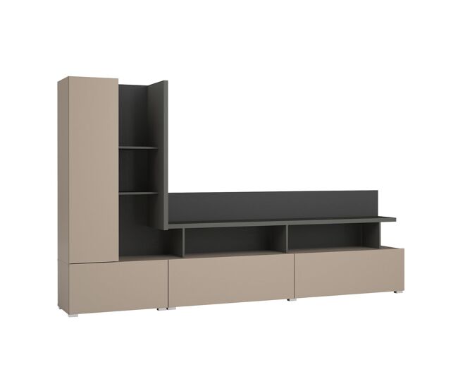 Mueble TV de pared 270 cm Opio Topo y Antracita