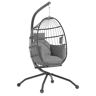 Outsunny Cadeira Suspensa com Suporte Cadeira Baloiço de Jardim com Cesto DobrÔvel Almofada e Apoio para a Cabeça Cadeirão Suspenso para Interior e Exterior Carga 120 kg 120x88x192 cm Cinzento