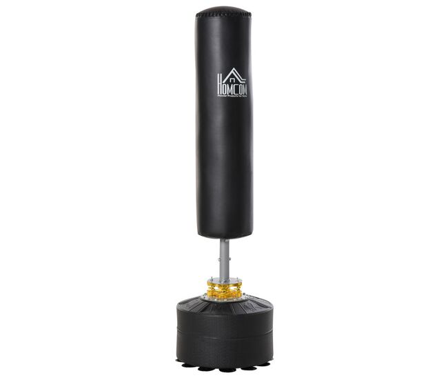 Homcom saco de boxeo de pie para adultos 170cm punching ball con base rellenable de arena 45 kg o agua 30 kg para hogar gimnasio negro