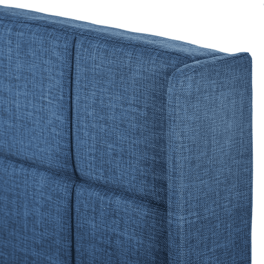 Cama estofada em linho - 140x200cm - com cabeceira e estrado de molas - Azul