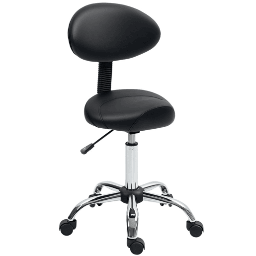 HOMCOM Banco Giratório Banco com Rodas e Encosto Amovível Banco de Trabalho com Altura Regulável 83-98 cm Assento Estofado em Couro Sintético Preto HOMCOM Banco Giratório Banco com Rodas e Encosto Amovível Banco de Trabalho com Altura Regulável 83-98 cm Assento Estofado em Couro Sintético Preto
