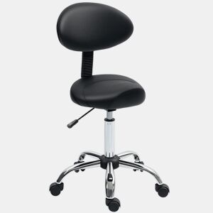HOMCOM Banco Giratório Banco com Rodas e Encosto Amovível Banco de Trabalho com Altura Regulável 83-98 cm Assento Estofado em Couro Sintético Preto