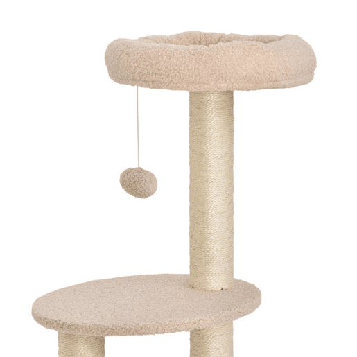 PawHut Arranhador para Gatos Altura 148 cm Arranhador para Gatos com Postes de Sisal 3 Plataformas Casa e Bola Suspensa Bege