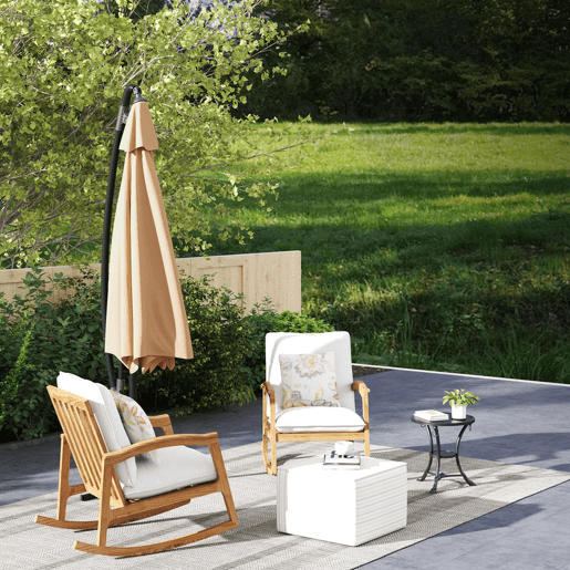 Outsunny Guarda-sol Excêntrico Ø 290 cm com Base Cruzada, Toldo Giratório 360°, Manivela, Capa Protetora e Corda de Vento Anti-UV 50+ para Terraço e Pátio, Caqui