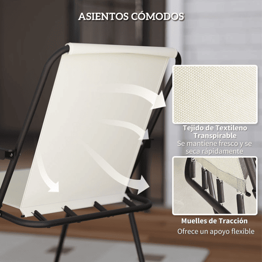 Outsunny Conjunto de Mesa e Cadeiras de Jardim de 6 Peças Móveis de Jardim Exterior com 4 Cadeiras Dobráveis Mesa de Vidro e Chapéu de Sol para Terraço Pátio Creme
