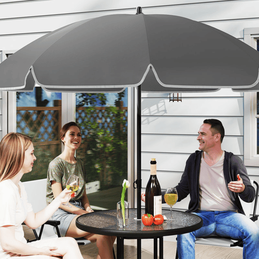 Outsunny Conjunto de Mesa e Cadeiras de Jardim de 6 Peças Móveis de Jardim Exterior com 4 Cadeiras Dobráveis Mesa de Vidro e Chapéu de Sol para Terraço Pátio Creme