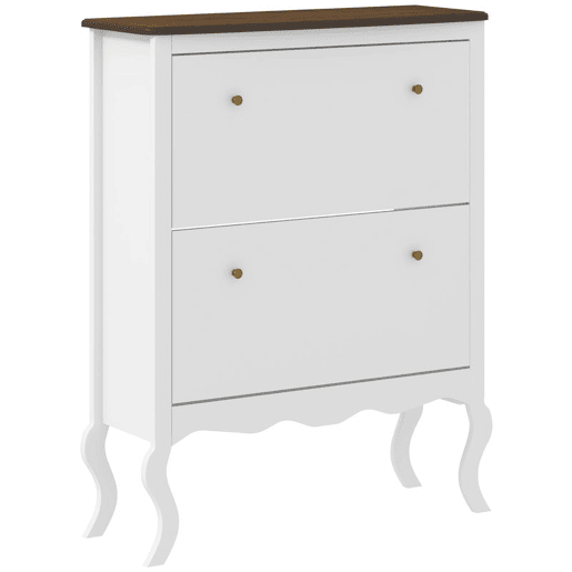 HOMCOM Móvel Sapateira Estilo Francês Sapateira de Entrada com 2 Gavetas Prateleiras Ajustáveis para 16 Pares de Sapato Sapateira Estreita para Corredor 84x29x109 cm Branco HOMCOM Móvel Sapateira Estilo Francês Sapateira de Entrada com 2 Gavetas Prateleiras Ajustáveis para 16 Pares de Sapato Sapateira Estreita para Corredor 84x29x109 cm Branco
