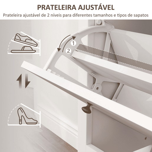 HOMCOM Móvel Sapateira Estilo Francês Sapateira de Entrada com 2 Gavetas Prateleiras Ajustáveis para 16 Pares de Sapato Sapateira Estreita para Corredor 84x29x109 cm Branco HOMCOM Móvel Sapateira Estilo Francês Sapateira de Entrada com 2 Gavetas Prateleiras Ajustáveis para 16 Pares de Sapato Sapateira Estreita para Corredor 84x29x109 cm Branco