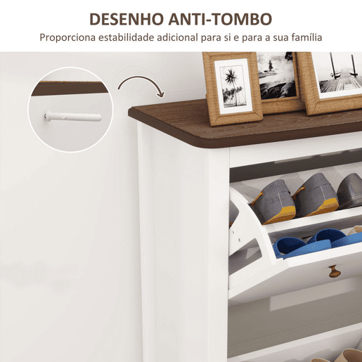 HOMCOM Móvel Sapateira Estilo Francês Sapateira de Entrada com 2 Gavetas Prateleiras Ajustáveis para 16 Pares de Sapato Sapateira Estreita para Corredor 84x29x109 cm Branco HOMCOM Móvel Sapateira Estilo Francês Sapateira de Entrada com 2 Gavetas Prateleiras Ajustáveis para 16 Pares de Sapato Sapateira Estreita para Corredor 84x29x109 cm Branco