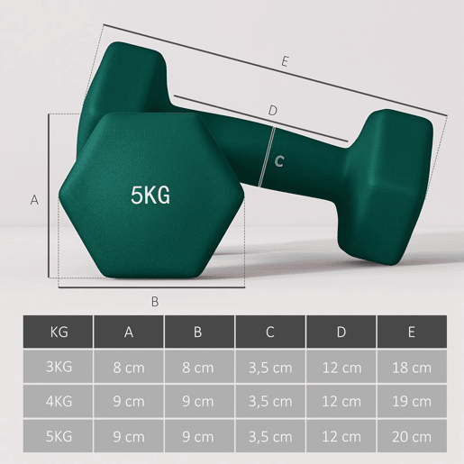 SPORTNOW Conjunto de Halteres 2 x 3kg 2 x 4kg e 2 x 5kg Halteres Hexagonais com Suporte de Armazenamento para Treino em Casa Ginásio Multicor
