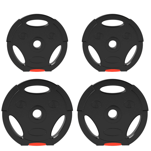 SPORTNOW Conjunto de Discos de Pesos de 4 Peças Discos de Pesos 2x5 kg e 2x2,5 kg com Orifícios de 2,5 cm para Treino Fitness em Casa Ginásio Preto