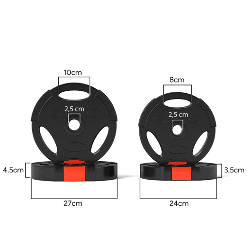 SPORTNOW Conjunto de Discos de Pesos de 4 Peças Discos de Pesos 2x5 kg e 2x2,5 kg com Orifícios de 2,5 cm para Treino Fitness em Casa Ginásio Preto