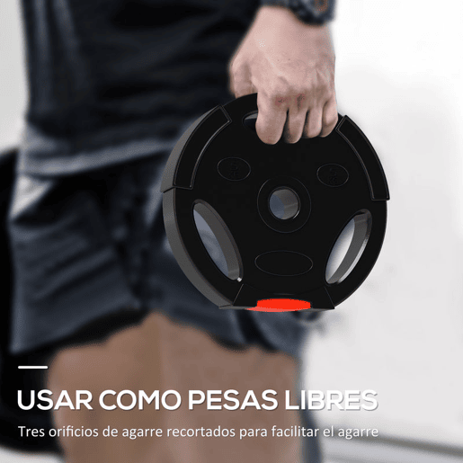 SPORTNOW Conjunto de Discos de Pesos de 4 Peças Discos de Pesos 2x5 kg e 2x2,5 kg com Orifícios de 2,5 cm para Treino Fitness em Casa Ginásio Preto