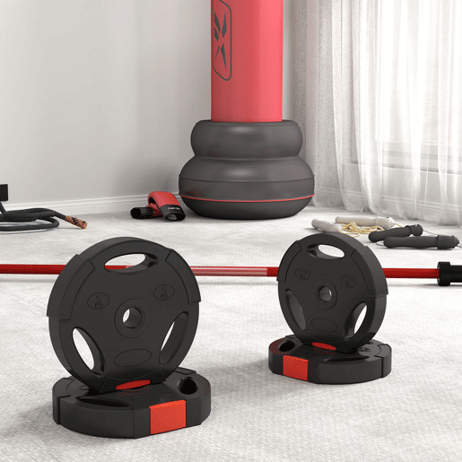 SPORTNOW Conjunto de Discos de Pesos de 4 Peças Discos de Pesos 2x5 kg e 2x2,5 kg com Orifícios de 2,5 cm para Treino Fitness em Casa Ginásio Preto
