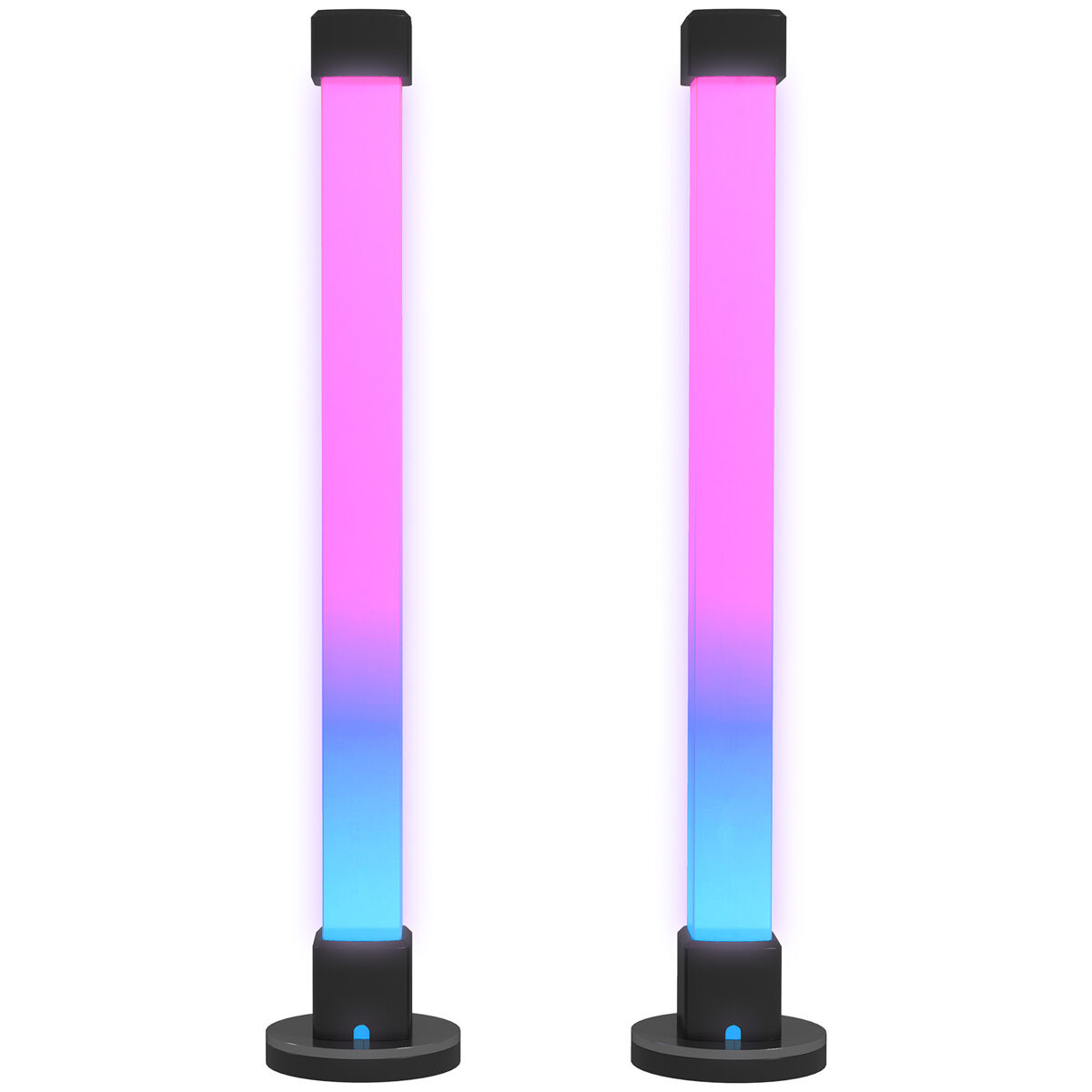 Homcom conjunto de lámparas de mesa inteligente lámparas de mesa led con control remoto app bluetooth sincronización con música y temporizador para salón sala de juegos dormitorio blanco