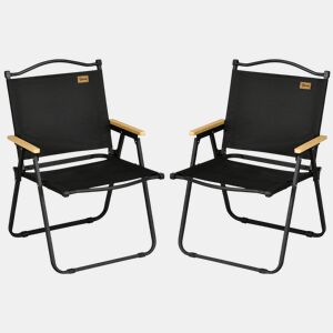 Outsunny Conjunto de 2 Cadeiras Dobráveis de Campismo, Cadeiras Portáteis com Apoios de Braço e Estrutura de Aço, Tecido Oxford 600D, Cadeiras para Pesca, Jardim, Varanda, Preto