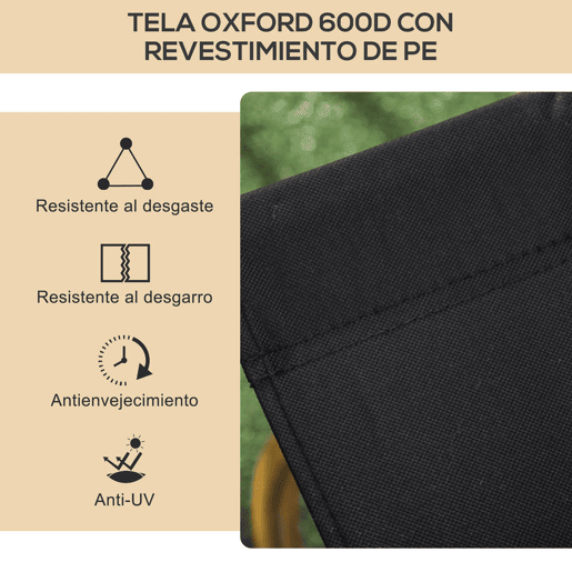 Outsunny Conjunto de 2 Cadeiras Dobráveis de Campismo, Cadeiras Portáteis com Apoios de Braço e Estrutura de Aço, Tecido Oxford 600D, Cadeiras para Pesca, Jardim, Varanda, Preto