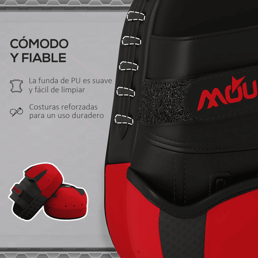 SPORTNOW Plastrons de Boxeo Paos de Muay Thai MMA para Treino de Boxeo Boxing Karate Taekwondo Artes Marciais 24x19x4 cm Vermelho