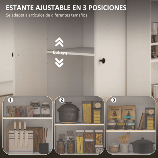 HOMCOM Ilha de Cozinha com Rodas Carrinho de Cozinha Móvel Auxiliar de Cozinha com 2 Portas Gaveta Suporte para Temperos de 3 Níveis e Prateleira Ajustável 82x38x86,5 cm Branco