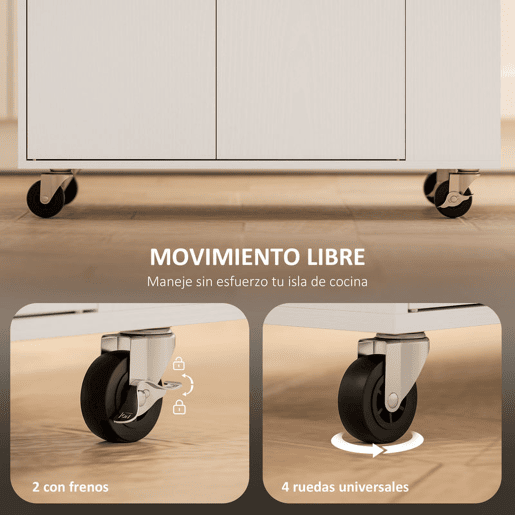 HOMCOM Ilha de Cozinha com Rodas Carrinho de Cozinha Móvel Auxiliar de Cozinha com 2 Portas Gaveta Suporte para Temperos de 3 Níveis e Prateleira Ajustável 82x38x86,5 cm Branco