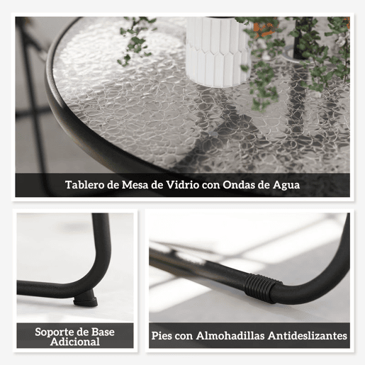 Outsunny Conjunto de Mesa e Cadeiras de Jardim de 6 Peças Móveis de Jardim Exterior com 4 Cadeiras Dobráveis Mesa de Vidro e Chapéu de Sol para Terraço Pátio Cinzento